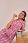 Sweet Moon Knit Cotton Mid Length Nightdress - Baker Miller Pink — thumbnail 5